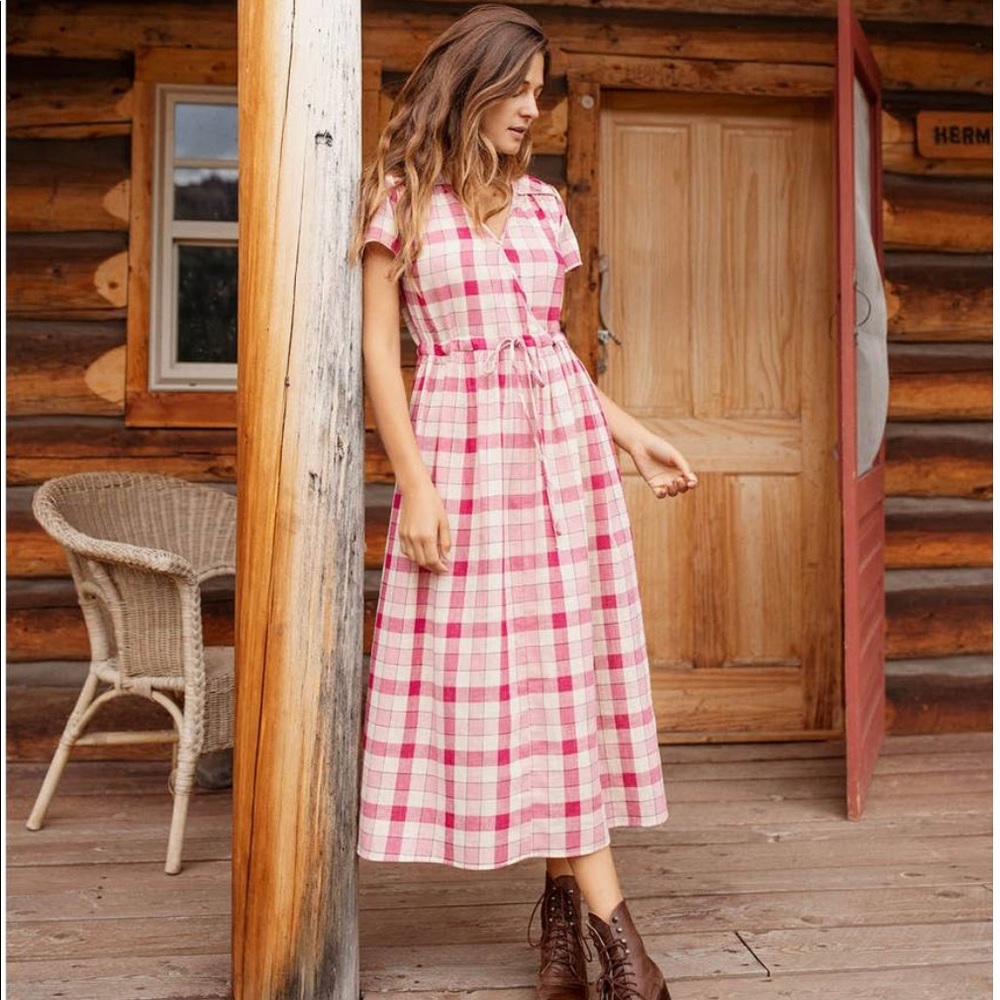Christy Dawn Raspberry Plaid Dawn Dress